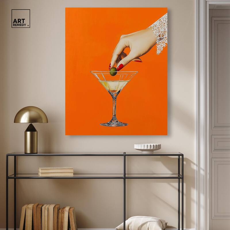 Orange Zest Martini Canvas by Art Remedy, Gallery Wrapped