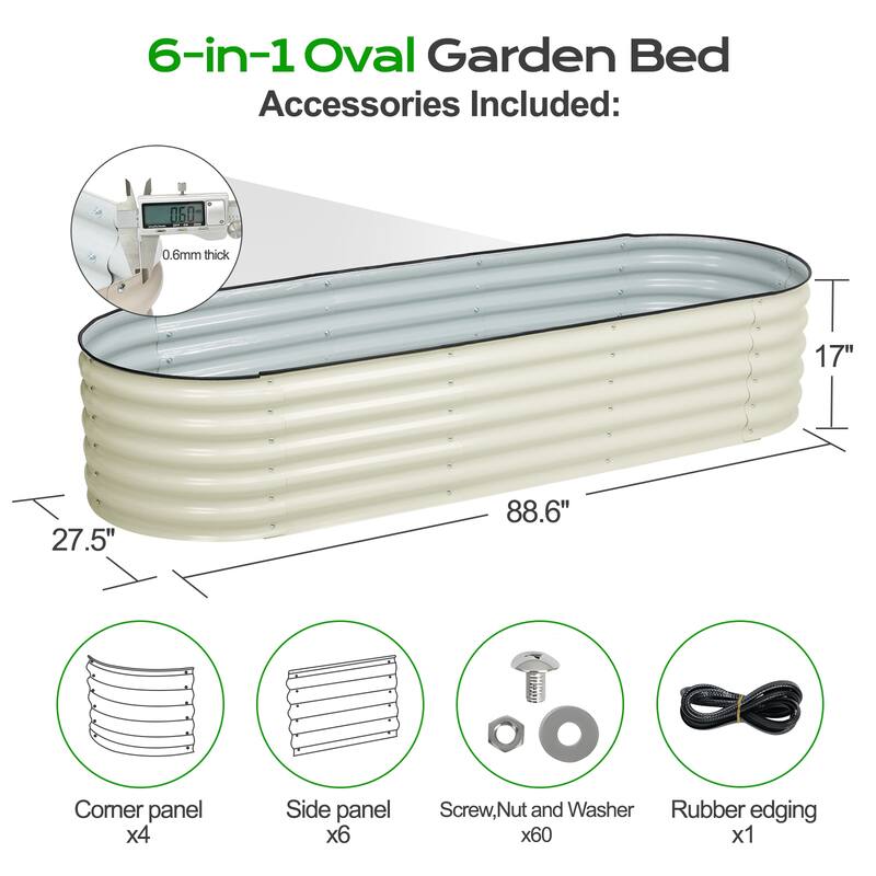 Aoodor 6-in-1 Modular Aluzinc Metal Raised Garden Bed (88.6''L x 27.5''W x 17''H)