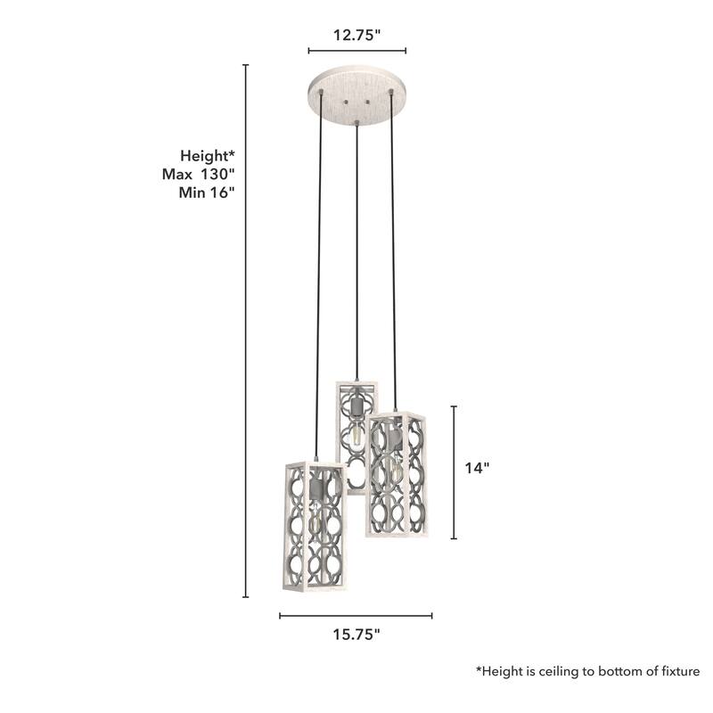 Hunter Gablecrest 3-Light Cluster Ceiling Light - Island, Dining Room, Entry - Modern Farmhouse, French Country, Distressed