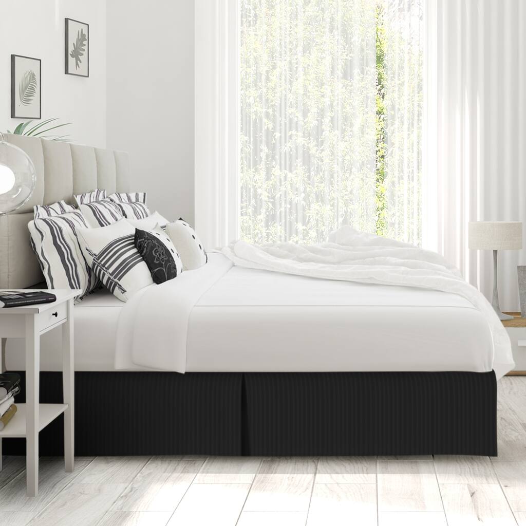 Nestl Double Brushed Microfiber Dobby Stripe Pleated 14-inch Drop Bed Skirt