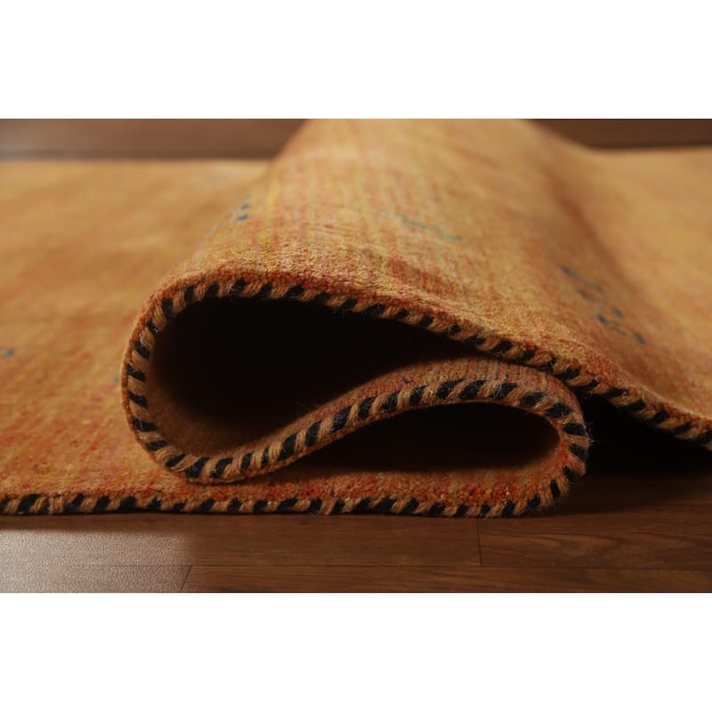 Hand Knotted Oriental 100% Wool Carpet Tribal Tribal Oranges & Rust Gabbeh Area Rug - 7' 8'' X 4' 11''