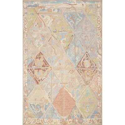 Hand Knotted Oriental 100% Wool Carpet Transitional Geometric Multi-Colored Oushak Area Rug - 9' 9'' X 8' 4''