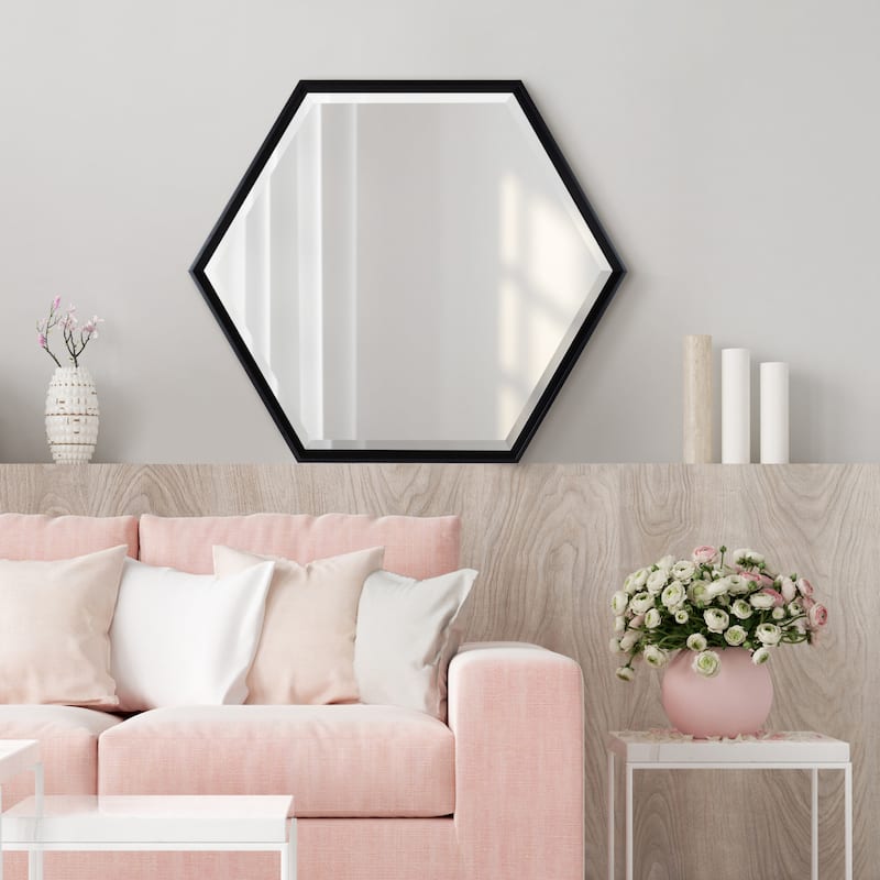 Kate and Laurel Calter Hexagon Framed Wall Mirror