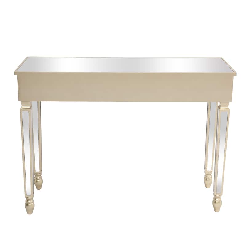 Gold Dressing Table with Glass Top and 3 Drawers Storage and Anti-Scratch Desk for Bedroom