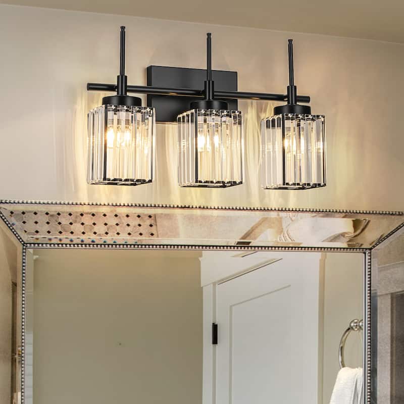 Modern Black 1/2/3/4/5-Light Bathroom Crystal Vanity Light Wall Sconces