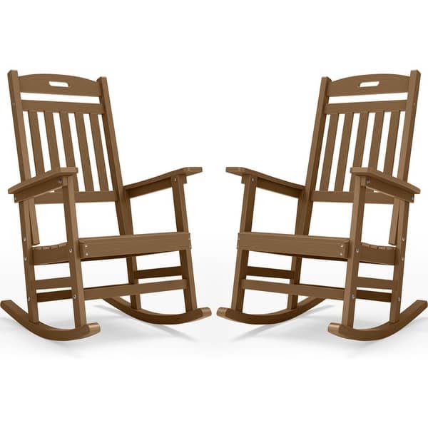 Teak — WINSOON All Weather Outdoor/ Indoor Rocking Chair, Set of 2 - Teak