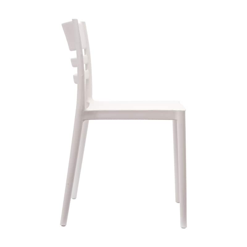 Commercial All-Weather Resin Stack Chair with Slatted Backrest-Set of 2 - 19.75"W x 20.75"D x 31.75"H