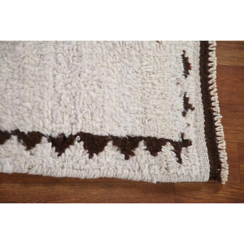 Plush Turkish Anatolian Runner Rug Hand-knotted Geometric Wool Carpet - 3'4"x 11'4"