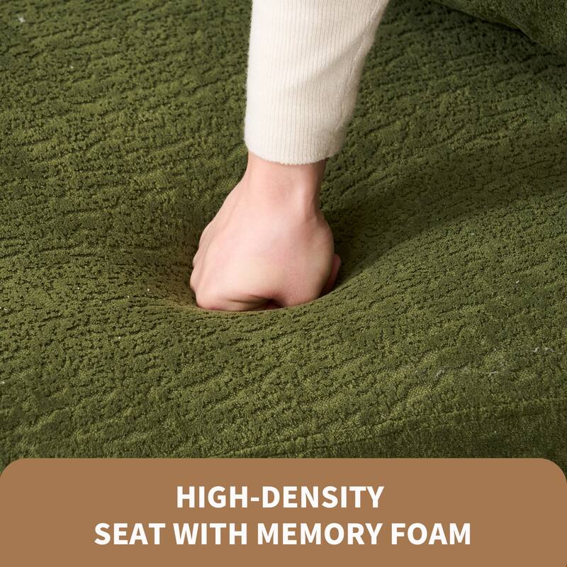 30D Chenille No-Assembly Compact Curved Loveseat Full Compression Sponge Sofa