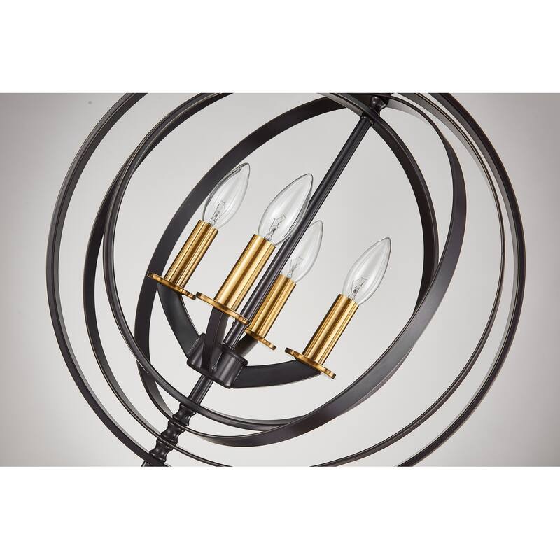 Jayce Gold+Bronze 4-Light Ring Pattern Metal Orb Hanging Chandelier