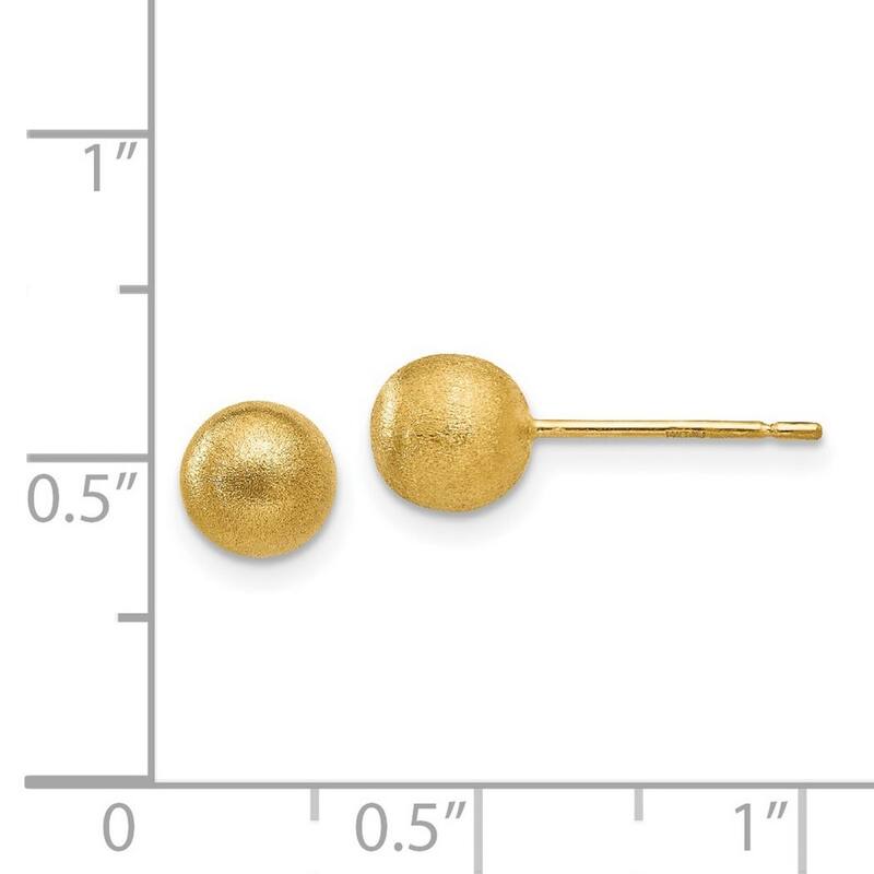 Curata 14k Yellow Gold 6mm Satin Ball Post Earrings