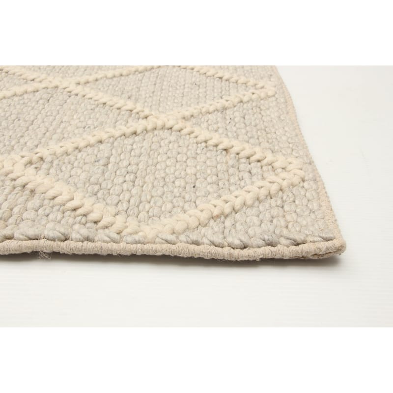 ECARPETGALLERY Braid weave Sienna Grey Wool Rug - 5'1 x 7'11