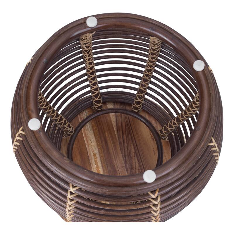 NPD Furniture Quito Rattan Side/ End Table with Wood Top