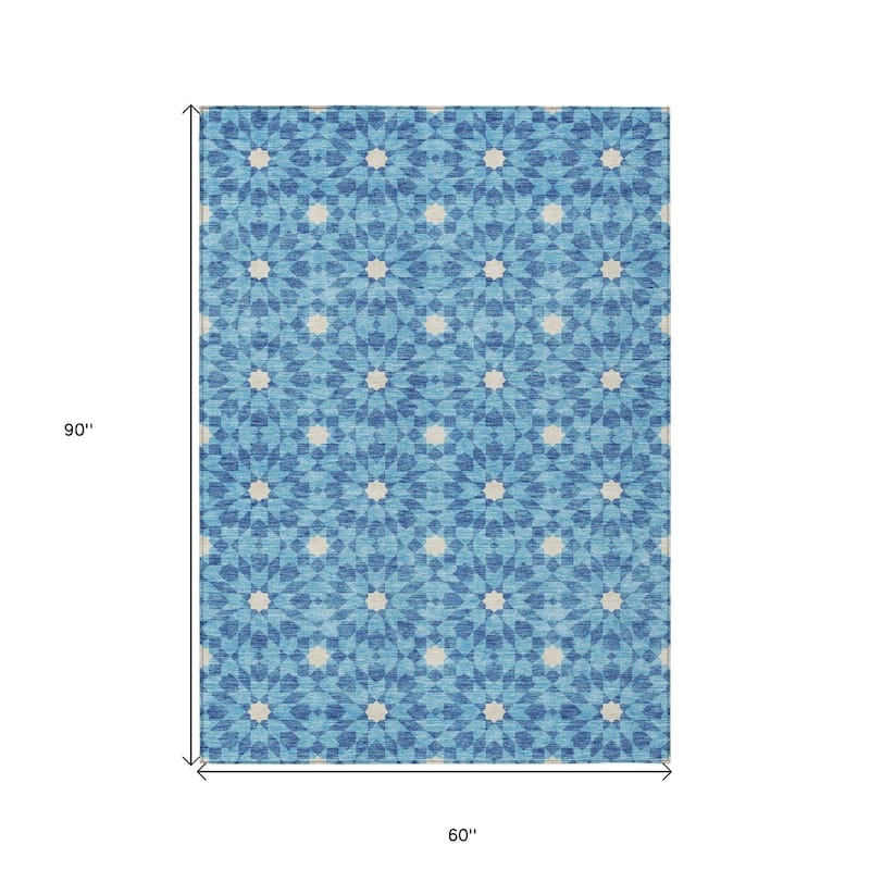 HomeRoots Floral Medallion Transitional Rectangle Outdoor Rug