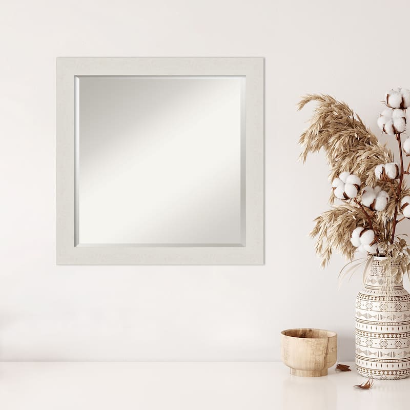 Beveled Wall Mirror - Rustic Plank Narrow Frame