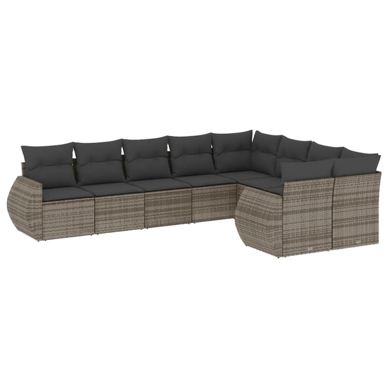 vidaXL Patio Sofa Set with Cushions Outdoor Conversation Furniture Poly Rattan
