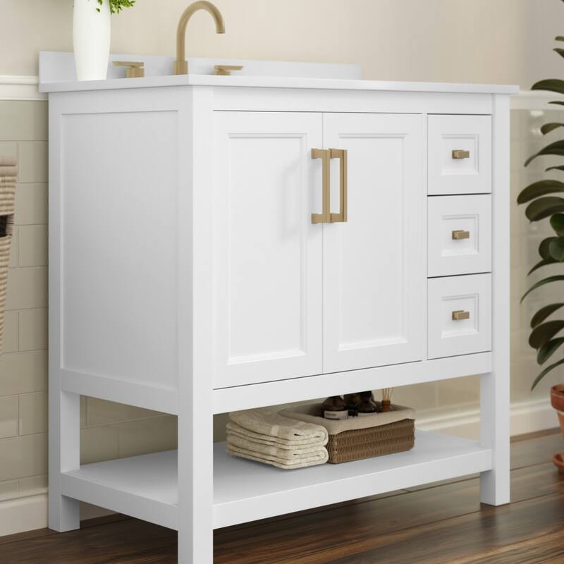 Bathroom Vanity with Sink, Open Storage, and Storage Drawers