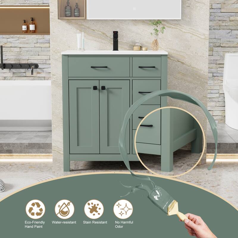 Modern Bathroom Vanity with Sink & Faucet Storage Cabinet Set