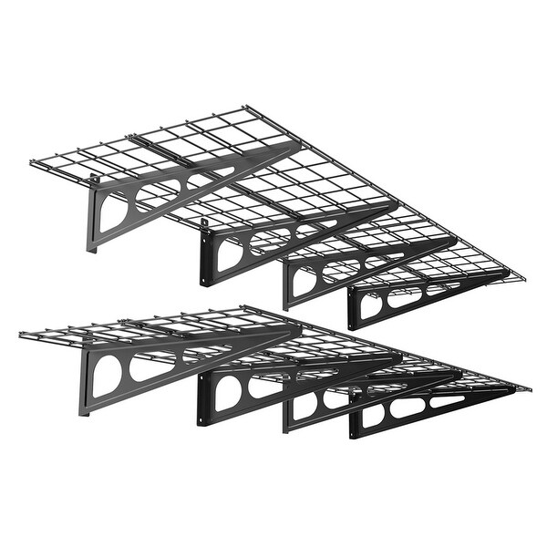 FLEXIMOUNTS Wall mounted shelves Garage Storage Metal Shelf Black 2'x6