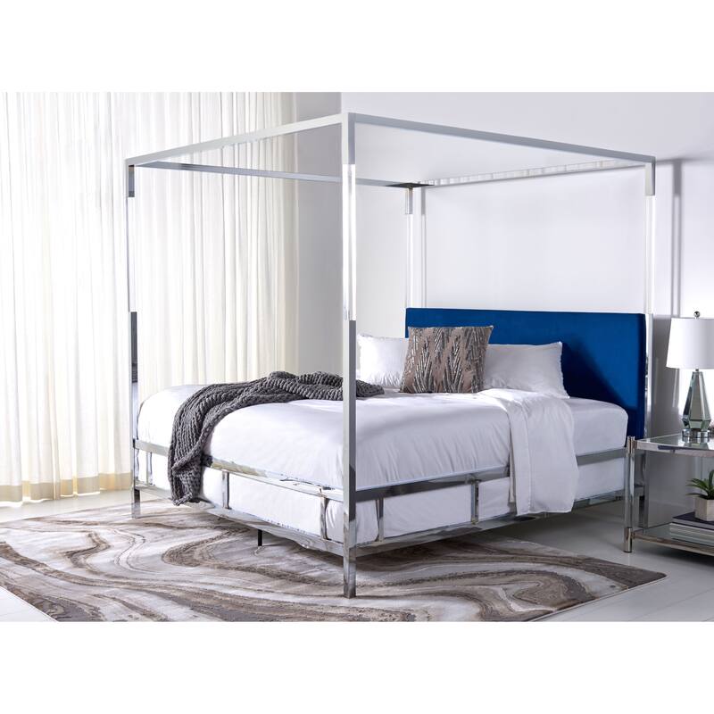 SAFAVIEH Couture Dorothy Velvet/ Acrylic Queen-size Canopy Bed