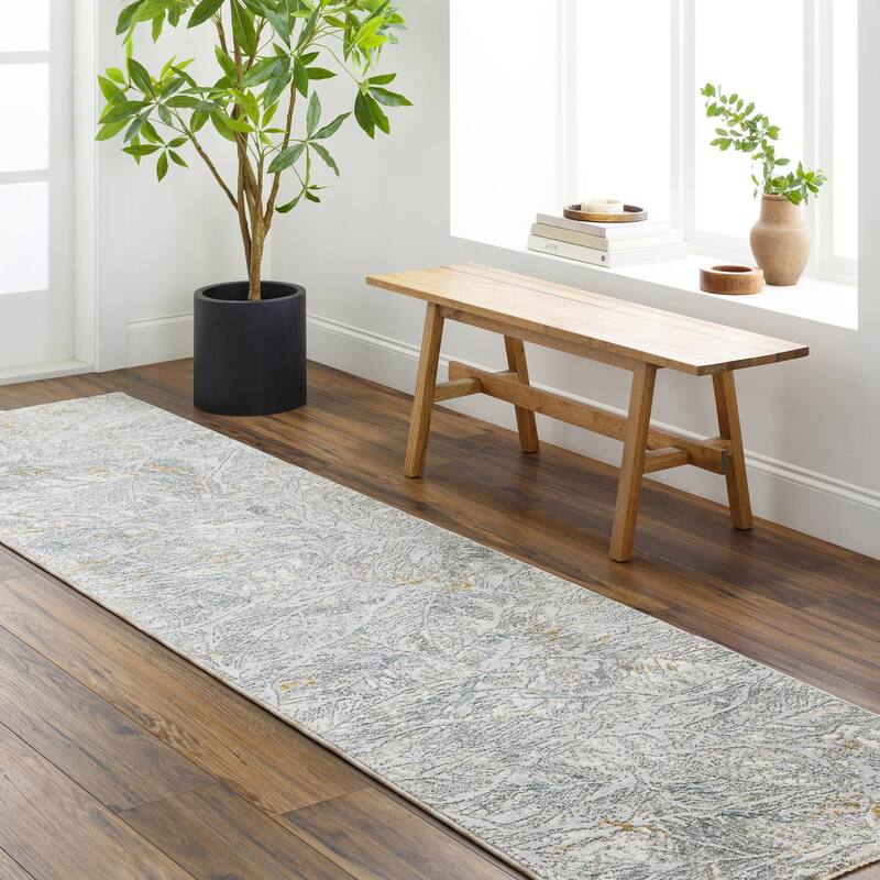 Livabliss Casual Dresden Abstract Area Rug - 2'7" x 10' - Grey/Slate