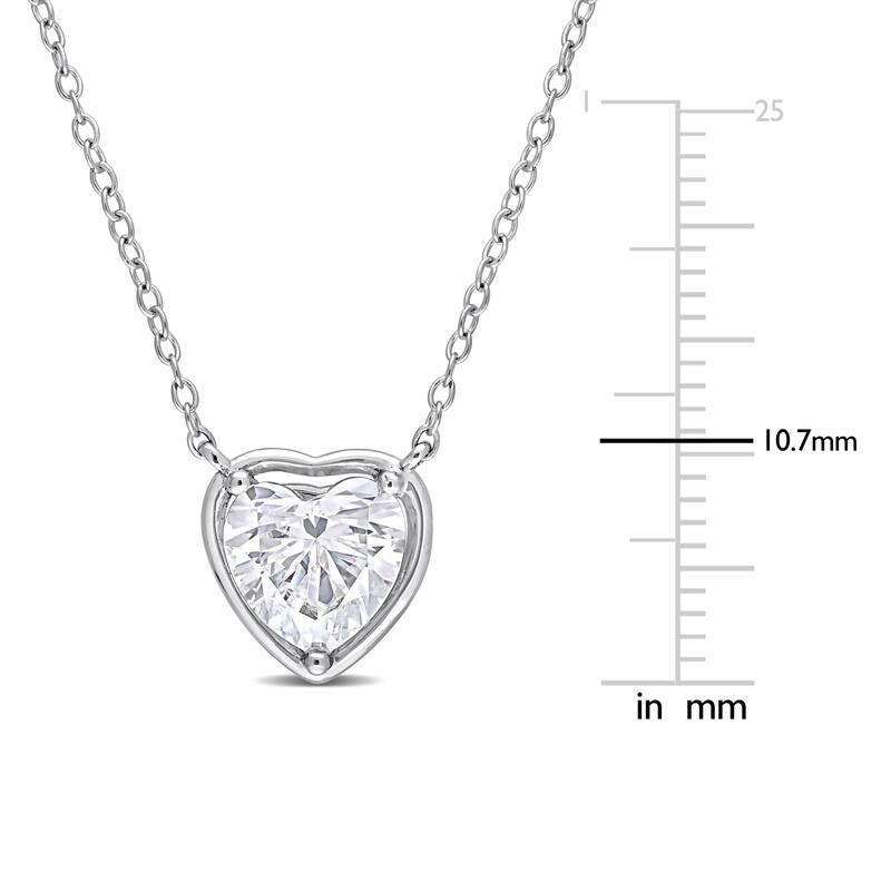 Miadora 2ct DEW Heart-cut Moissanite Solitaire Station Necklace in Sterling Silver