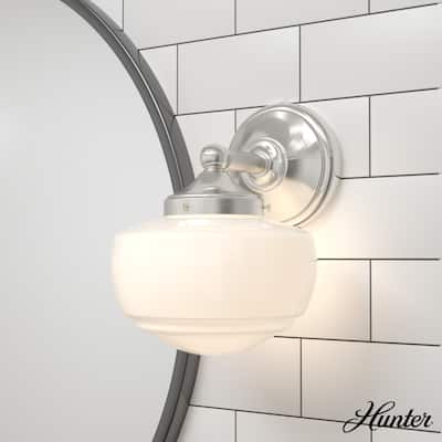 Hunter Saddle Creek 1-Light Wall Sconce - Modern Schoolhouse, Transitional - Damp Rated!