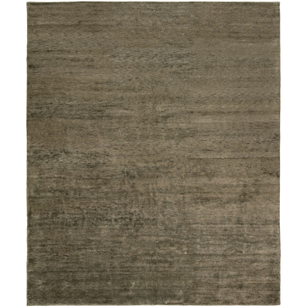 Modern Brown Hand-Knotted Wool & Viscose Area Rug