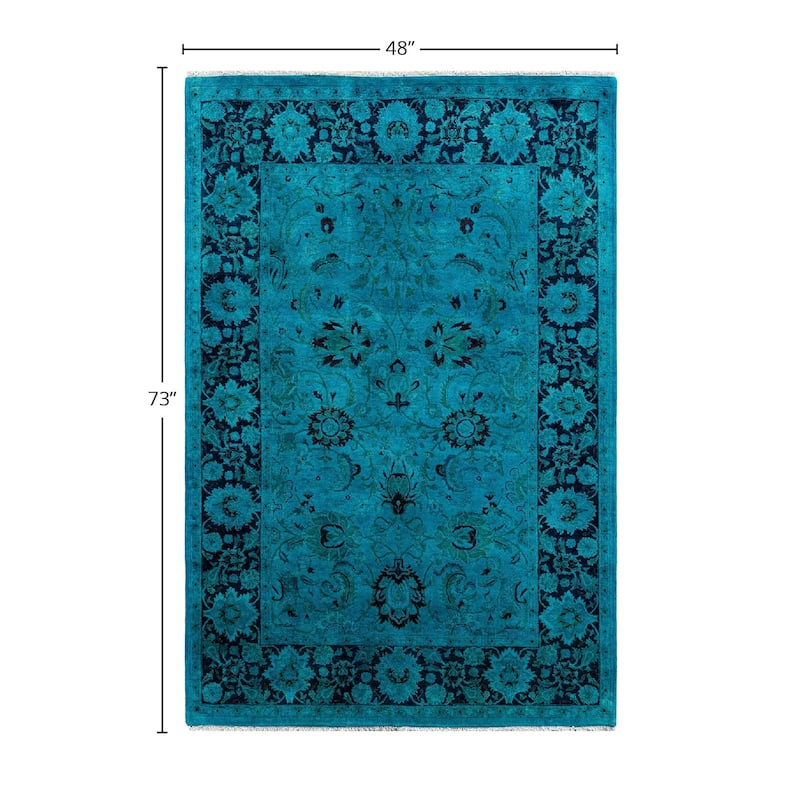 Contemporary Overdyed Wool Hand Knotted Area Rug - 4' 0" x 6' 1"