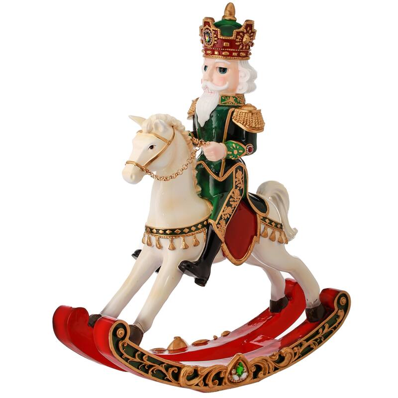 20" Resin Royal Jeweled Nutcraker Rocking Horse