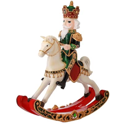 20" Resin Royal Jeweled Nutcraker Rocking Horse