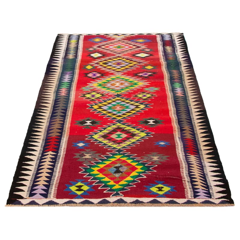 ECARPETGALLERY Flat-Weave Ankara Red Wool Kilim - 5'7 x 10'6