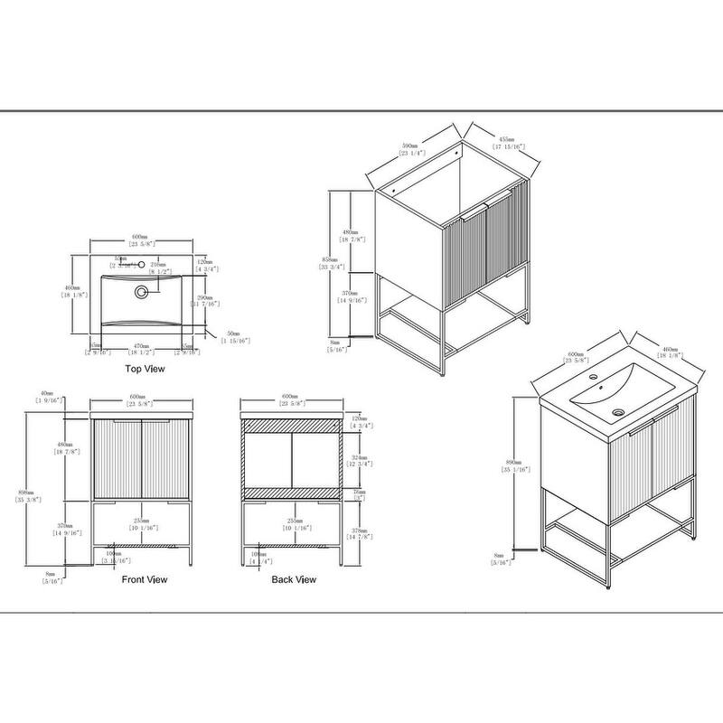 Malwee 24"/30"/48" FreeStanding Bathroom Vanity, Floor Stand Bathroom Vanity with Resin Top,Soft Close Door & Drawer