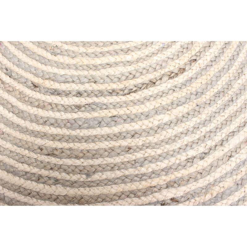 ECARPETGALLERY Braided Weave Palas Denizli Grey Jute Rug - 3'3 x 3'3