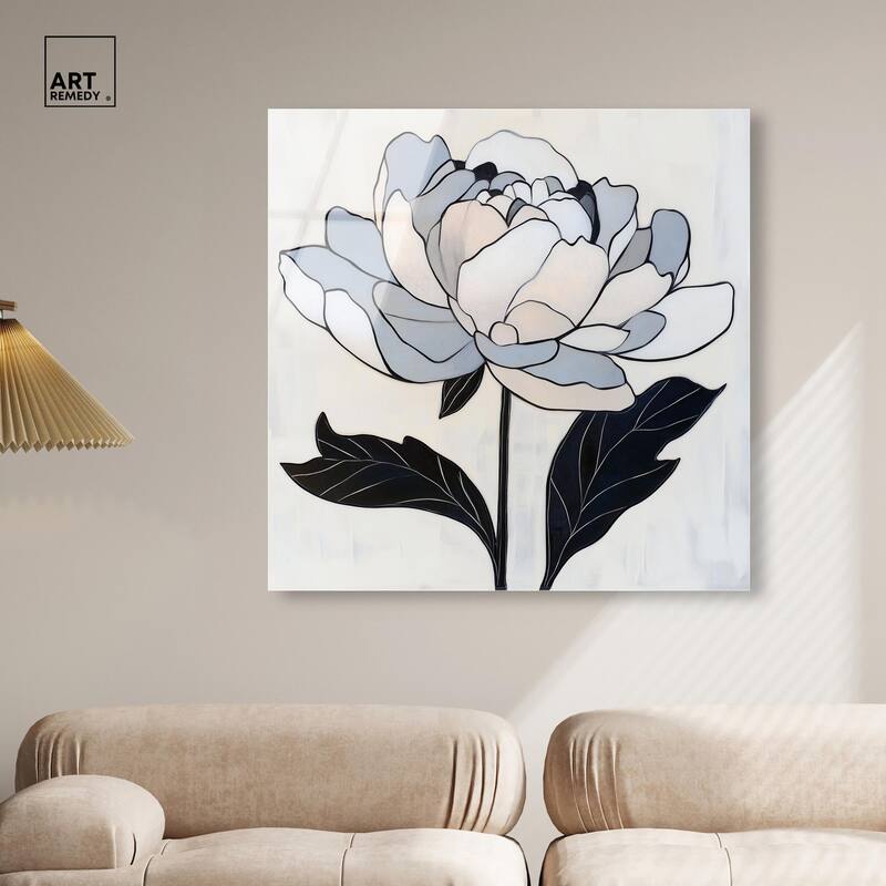 Gray Scale Flower I Acrylic by Art Remedy, Ready to Hang