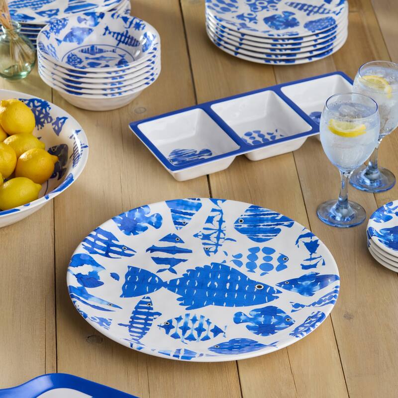 Certified International Fish Tale Melamine 2 Piece Platter Set - 18.00"L x 13.5.00"W x 0.75"H