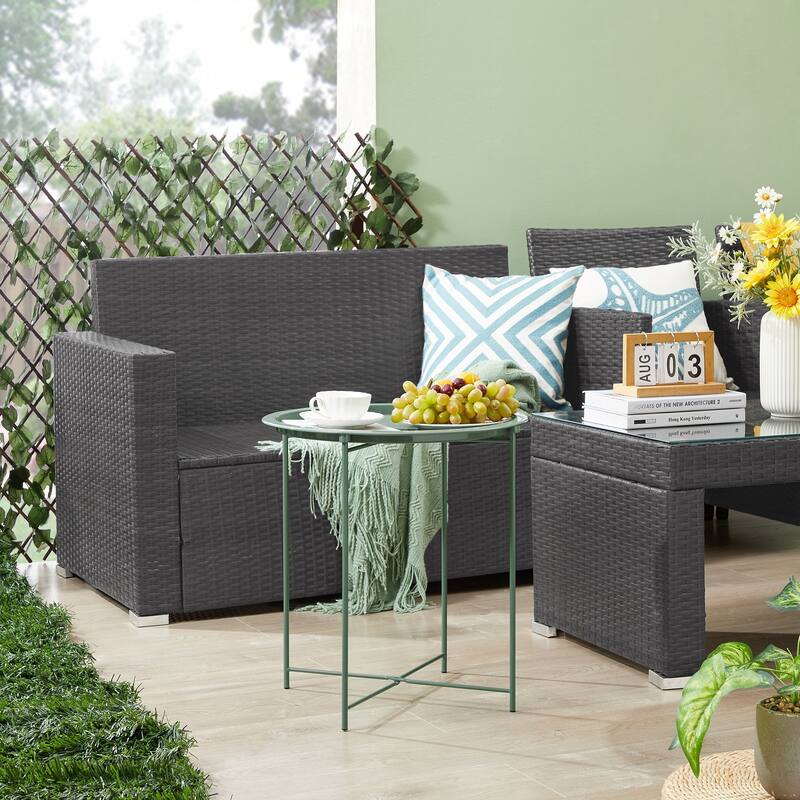 VECELO Side/End Table, Folding Round Metal Anti-Rust and Waterproof Outdoor for Living Room Bedroom,Nightstands