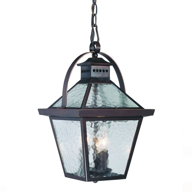 HomeRoots Bay Street 3-Light Architectural Bronze Hanging Light - 9.75' X '16.5' X '9.75