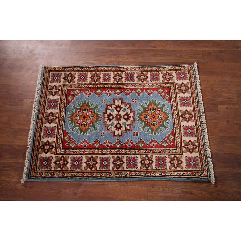 Blue Kazak Oriental Foyer Rug Handmade Wool Carpet - 2'0" x 2'9"