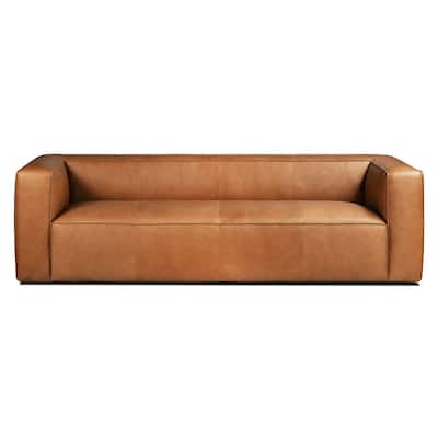 Poly & Bark Piazza 95" Sofa in Saddle Tan - Full Grain Genuine Italian Leather