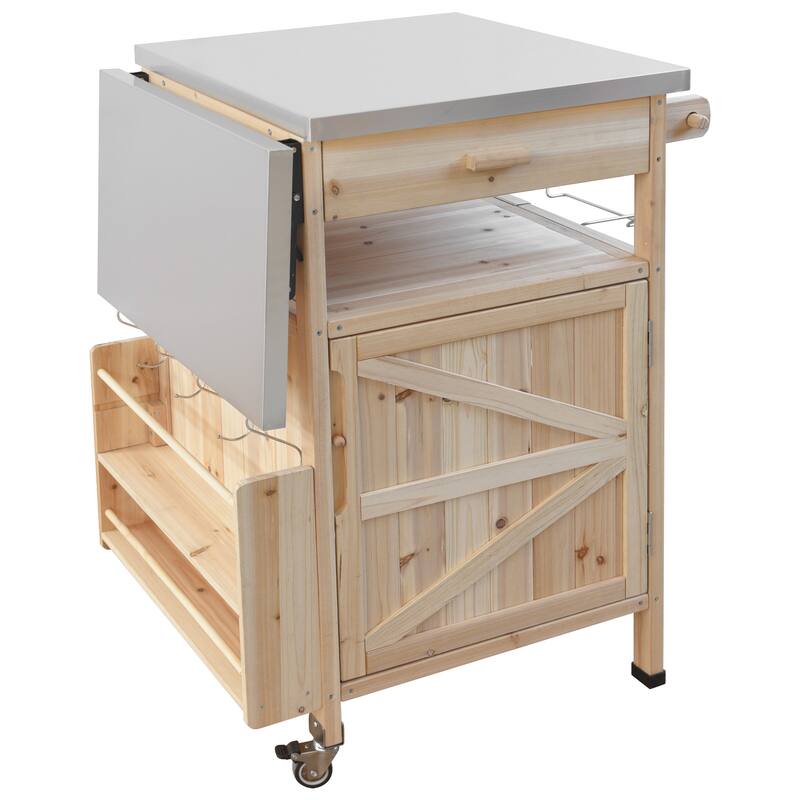 Outdoor Grill Cart Portable Dining Carts Rolling Storage Cabinet