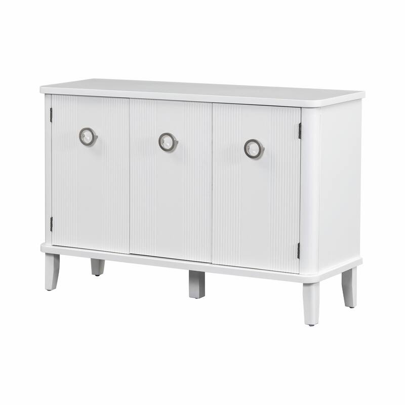 Fraxinus Mandschurica Cabinet with Three Acacia Solid Doors, Adjustable Shelves