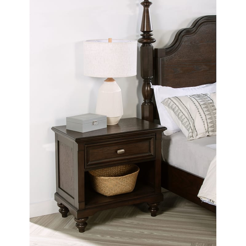 Andover 1-drawer Nightstand Bedside Table Dark Oak