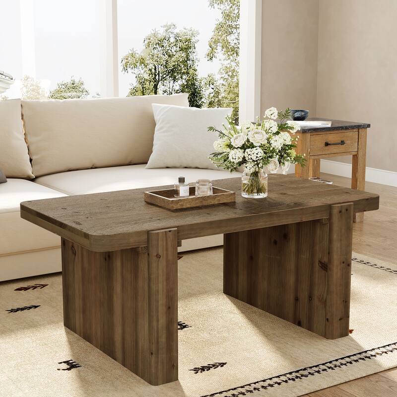 Solid Wood Farmhouse Coffee Table for Living Room