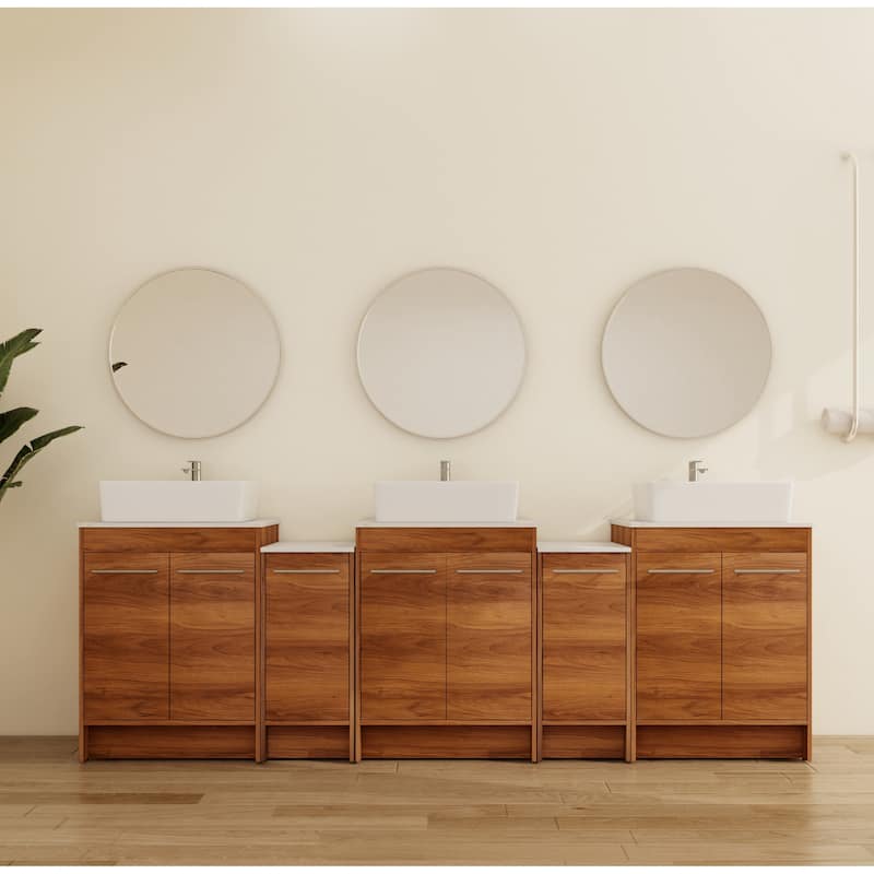 Malwee 72"/96" FreeStanding Bathroom Vanity, Floor Stand Bathroom Vanity with Ceramic Sink,Soft Close Door and Shelf