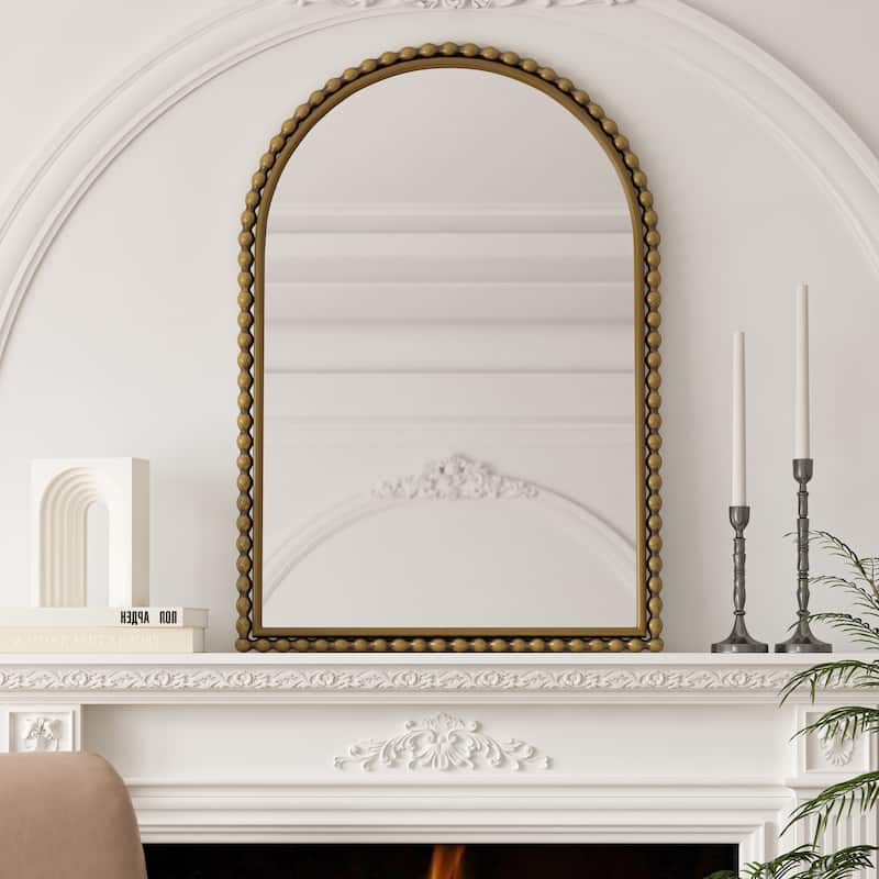 Iron Art Arch Vintage Vanity Mirror, Wall Hanging, Placed On The Table, Suitable For Living Room, Bedroom, Bathroom - Gold