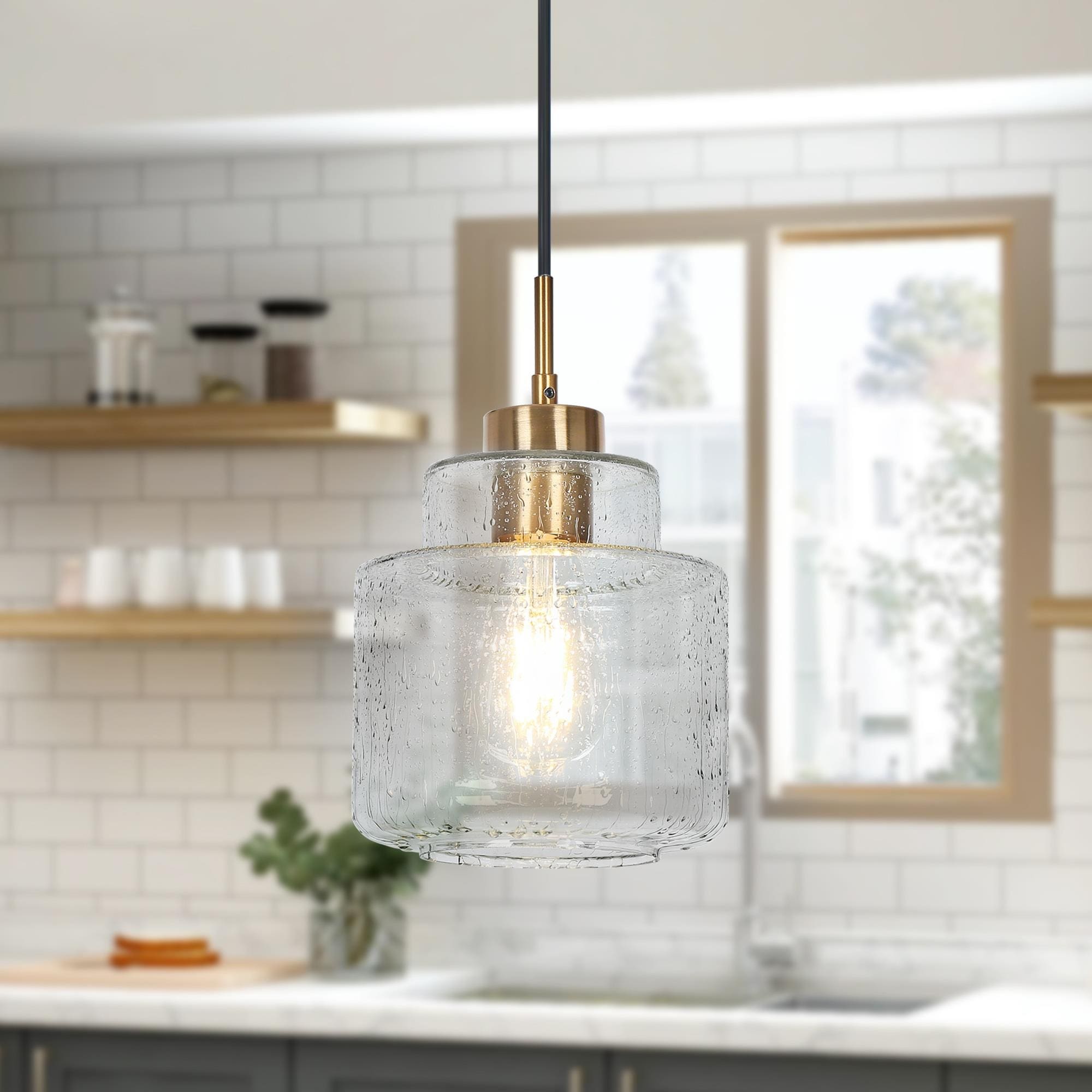 Yarge Modern Mini 1 Light Water drop Glass Pendant Abstract Brass Gold Adjustable Kitchen Island Lighting 40 Brass Raindrop Glass Wire D 6.7 inch H