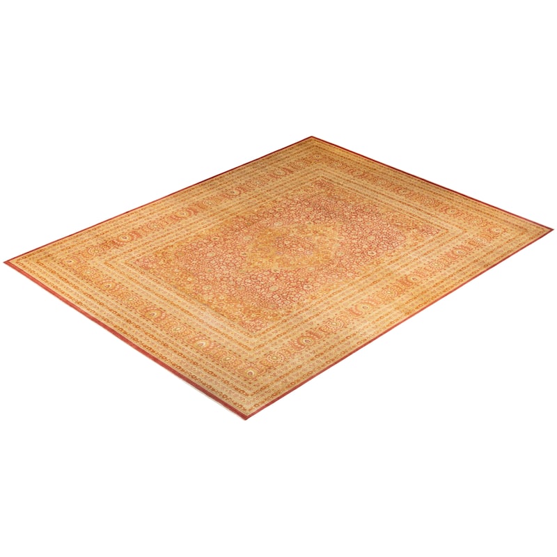 Overton Hand Knotted Wool Vintage Inspired Traditional Mogul Orange Area Rug - 12' 6" x 15' 10"