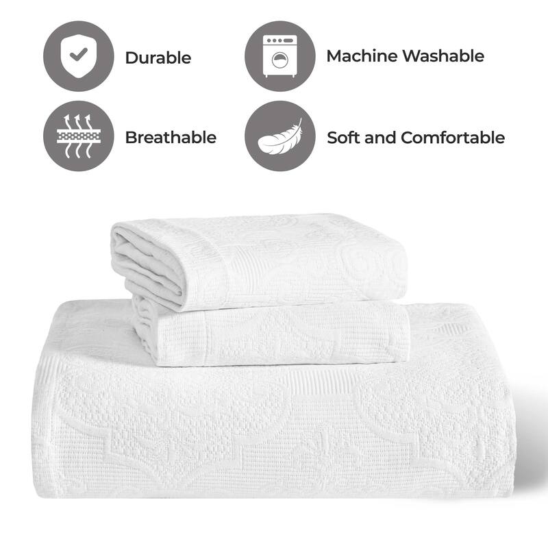 Superior Florin Jacquard Scrolling Medallion Cotton Bedspread Set