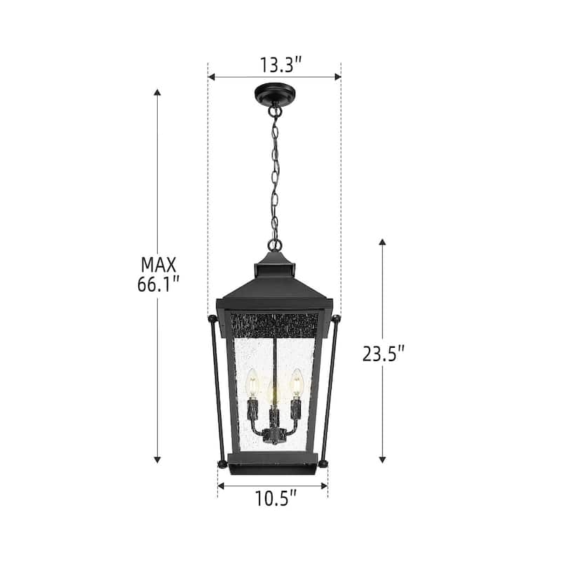 23.5'' Outdoor Pendant Light, 3-Light Outdoor Candle Light